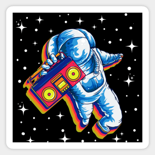 Space Astronaut Boom Box Radio Retro Sticker